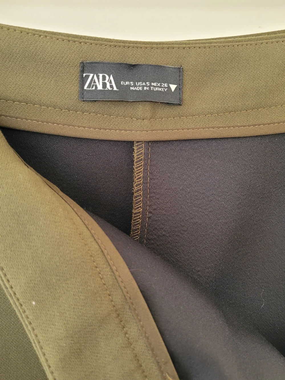 Zara Olive Mini Skort with Flap Pocket & Side Buckle